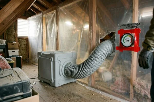 HEPA air scrubber under negative air pressure